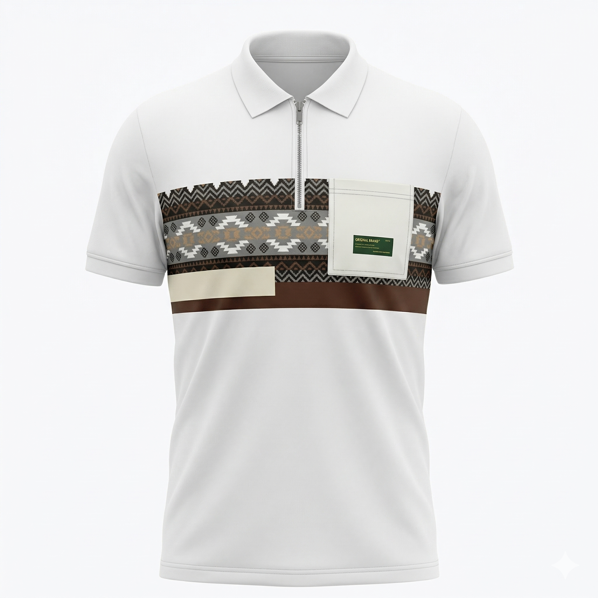 Zip Placket Cotton Blend T-Shirt