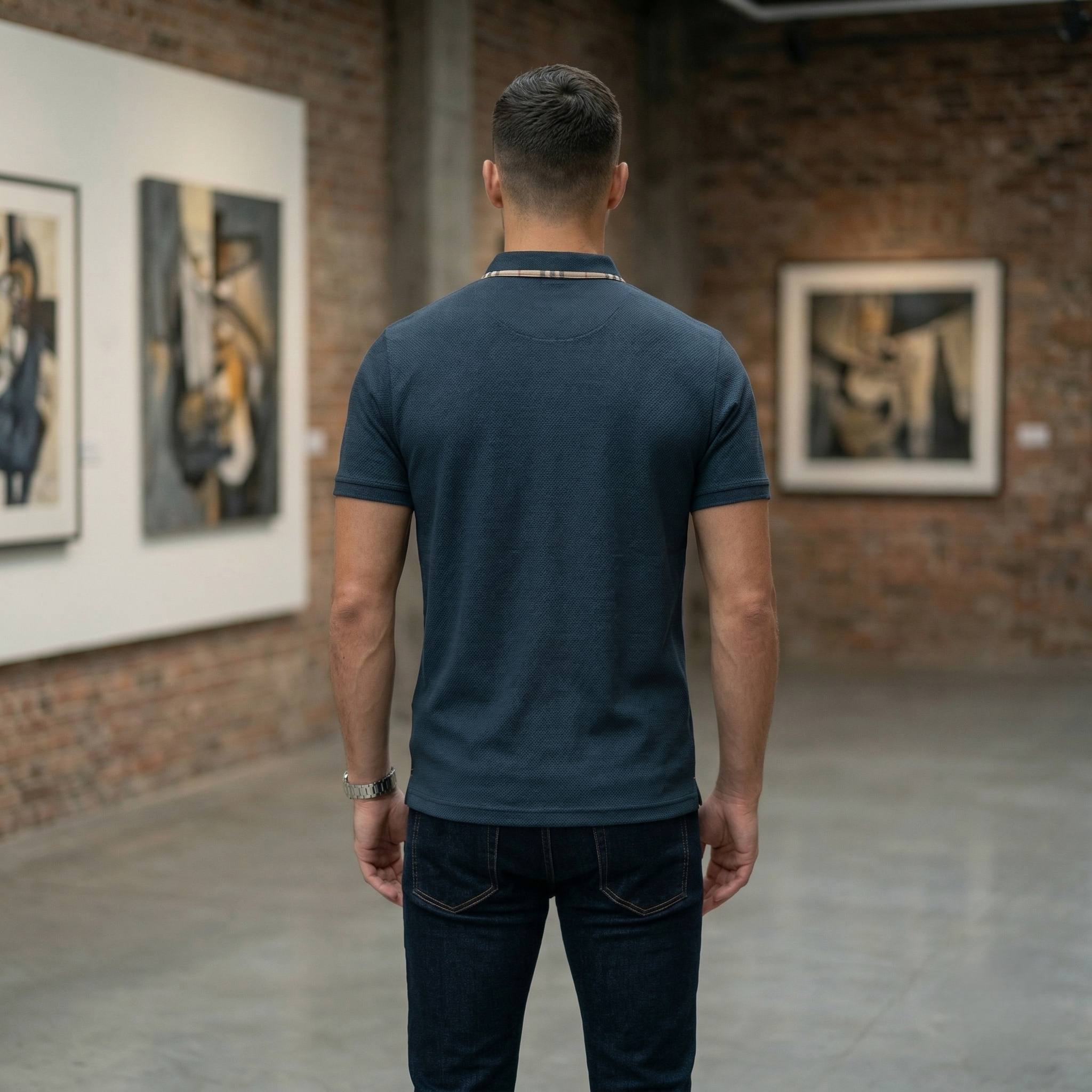 Mandarin Collar Cotton T-Shirt