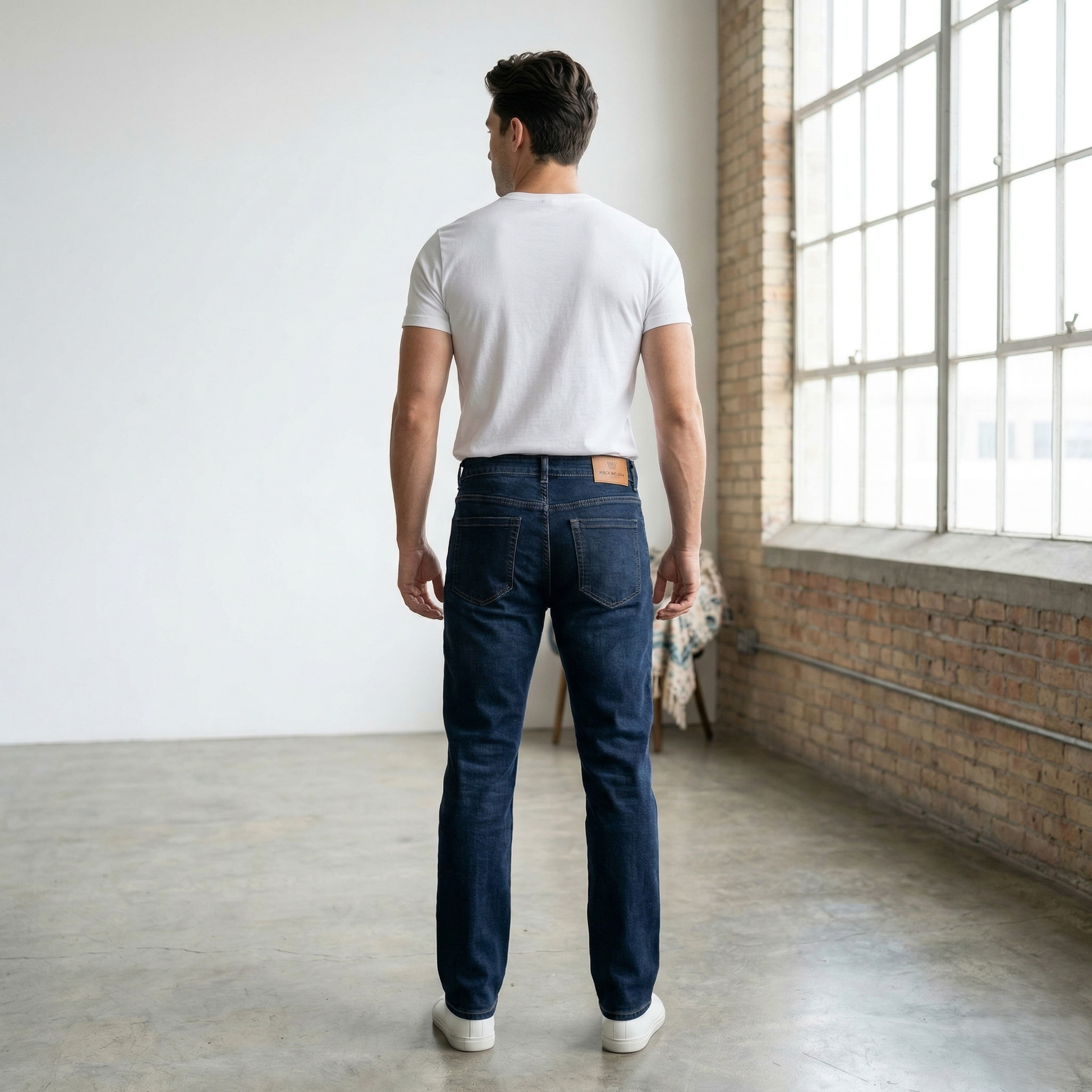 Rough Texture Straight Fit Poly Denim Jeans