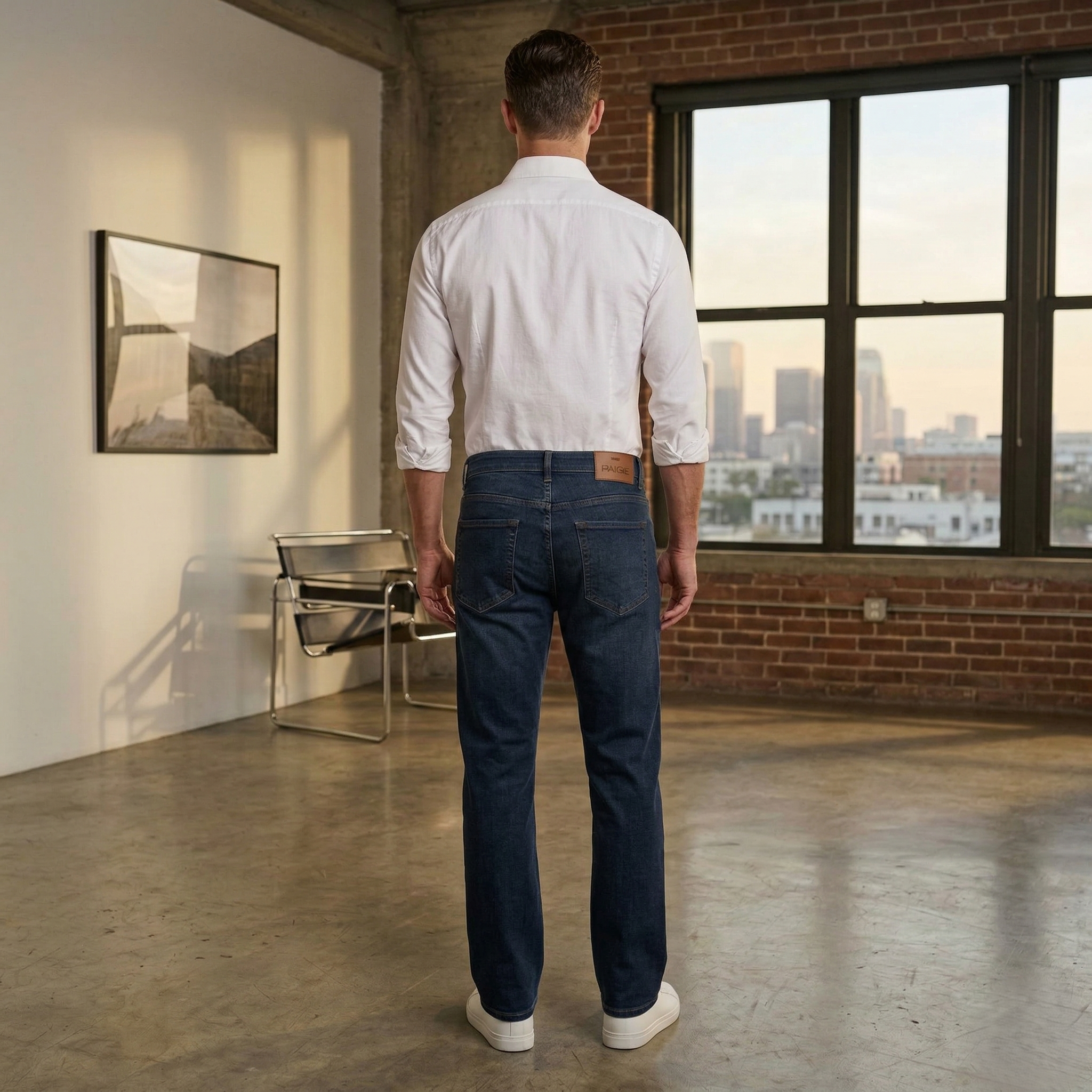 Dark Blue Straight Fit Poly Denim Jeans