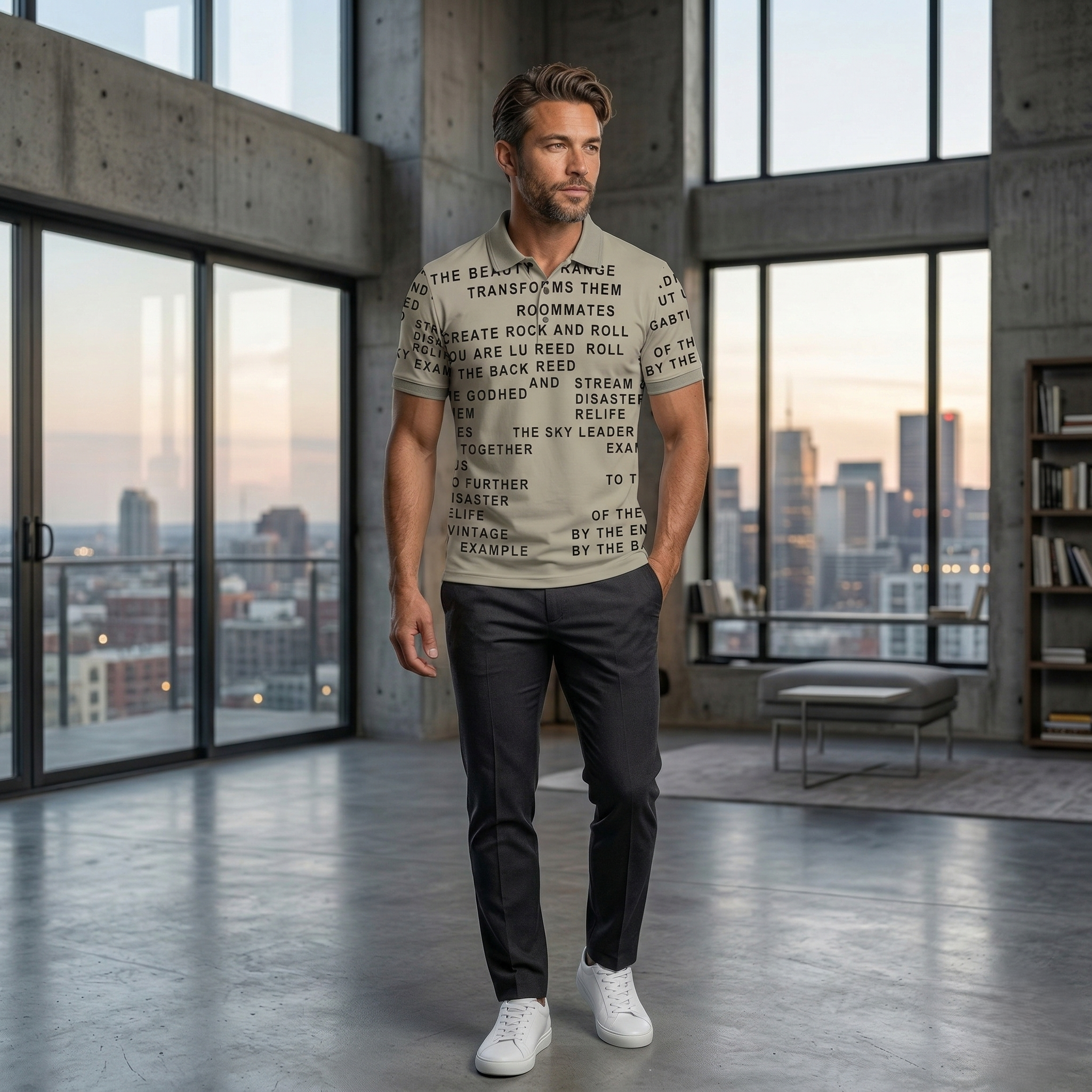 Typography Cotton Blend T-Shirt