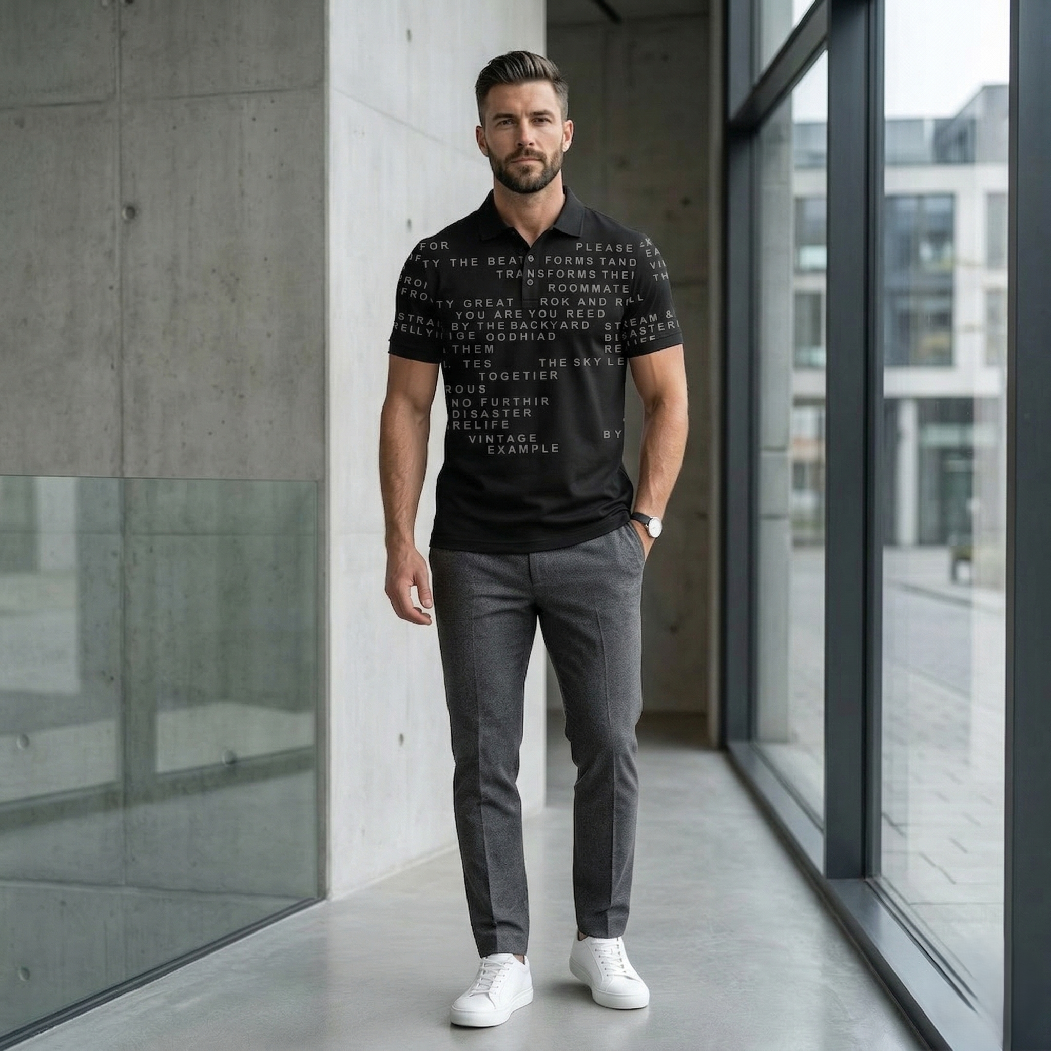 Typography Cotton Blend T-Shirt