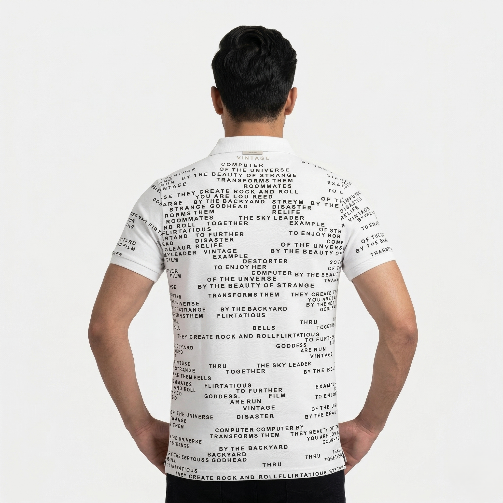 Typography Cotton Blend T-Shirt
