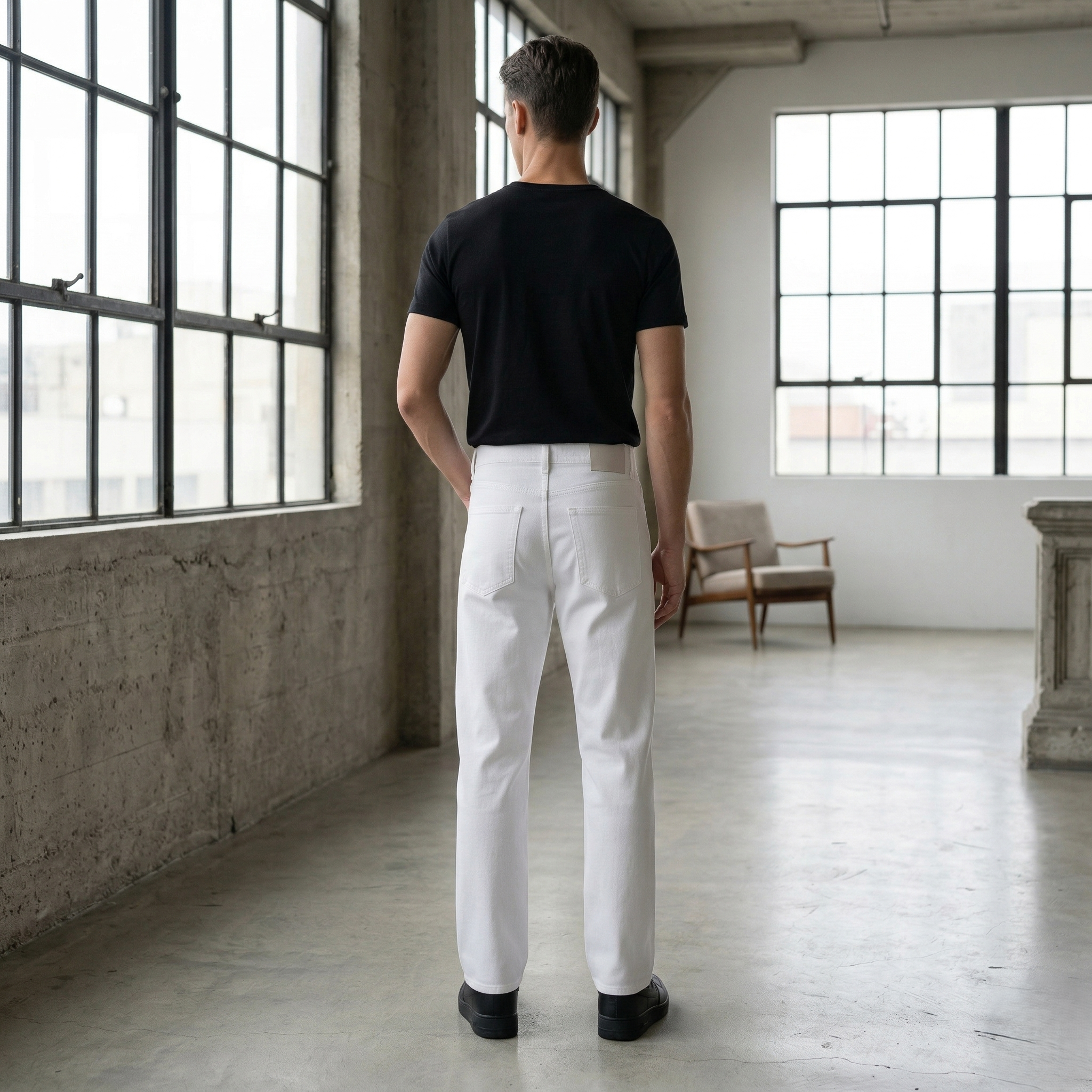 Bright White Straight Fit Poly Denim Jeans