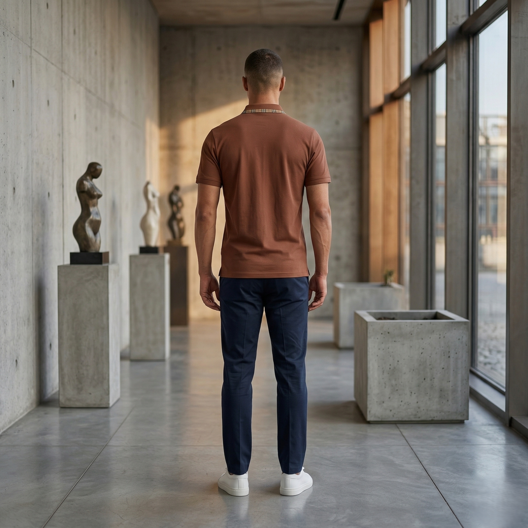 Mandarin Collar Cotton T-Shirt