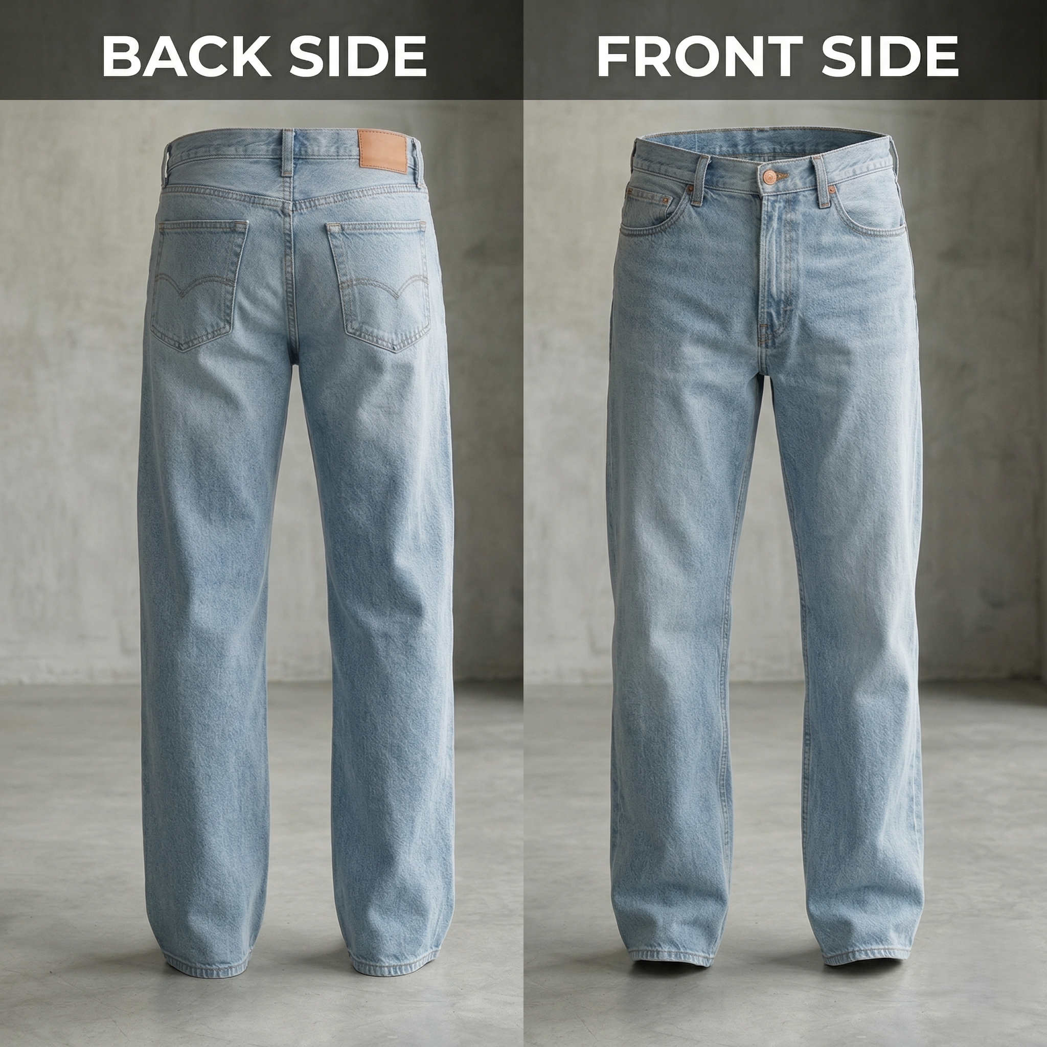 Sky Blue Straight Fit Poly Denim Jeans