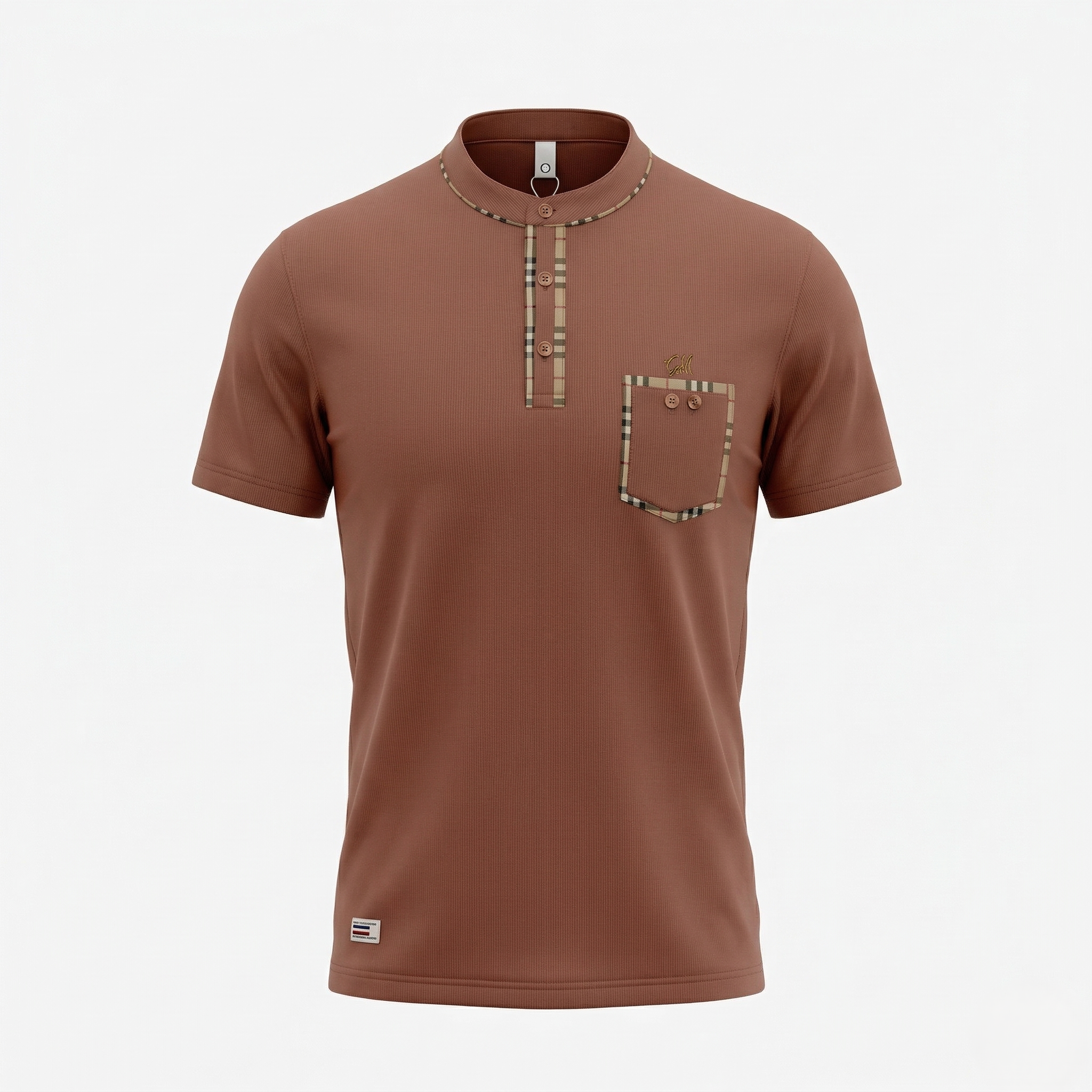 Mandarin Collar Cotton T-Shirt
