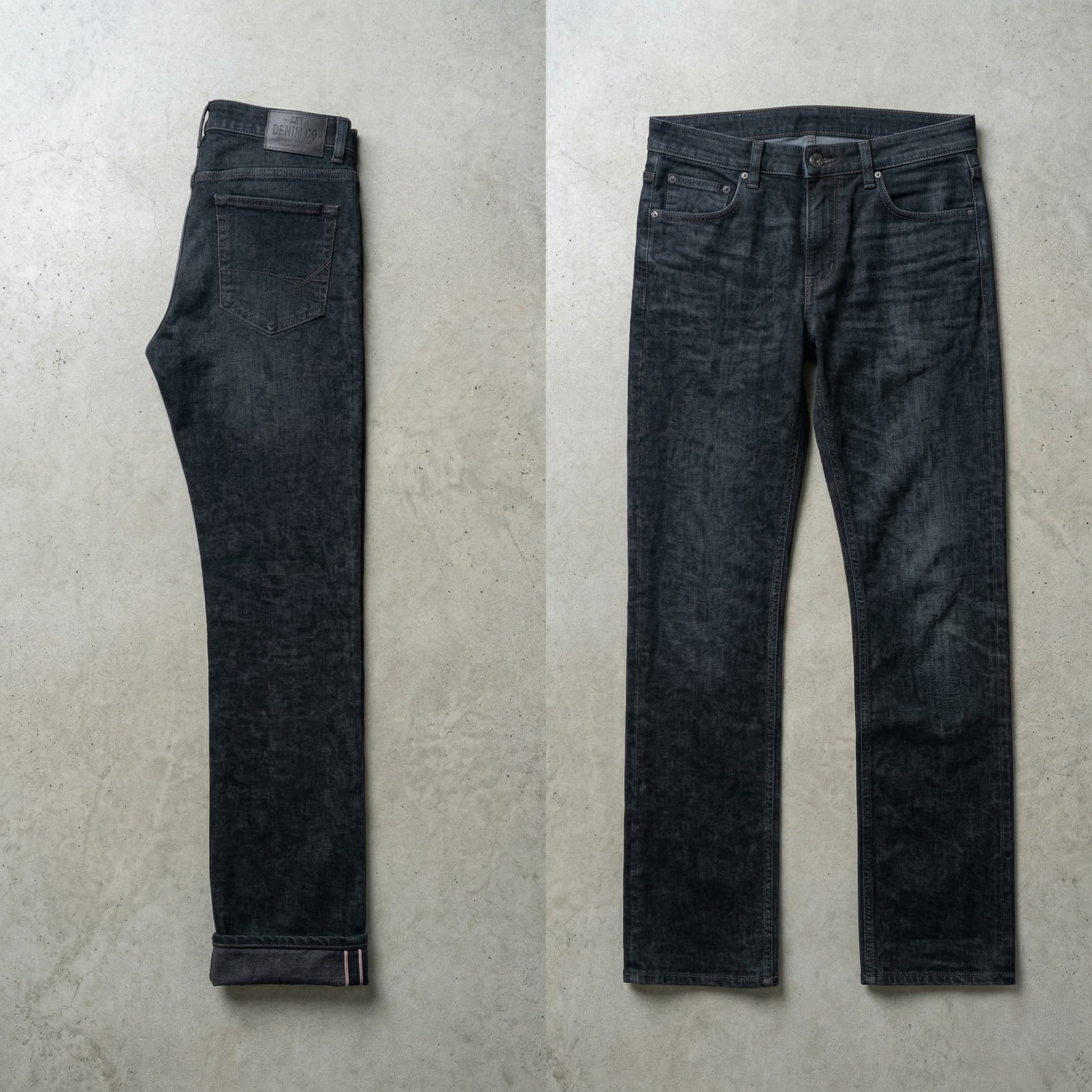Dark Grey Acid Wash Straight Fit Poly Denim Jeans