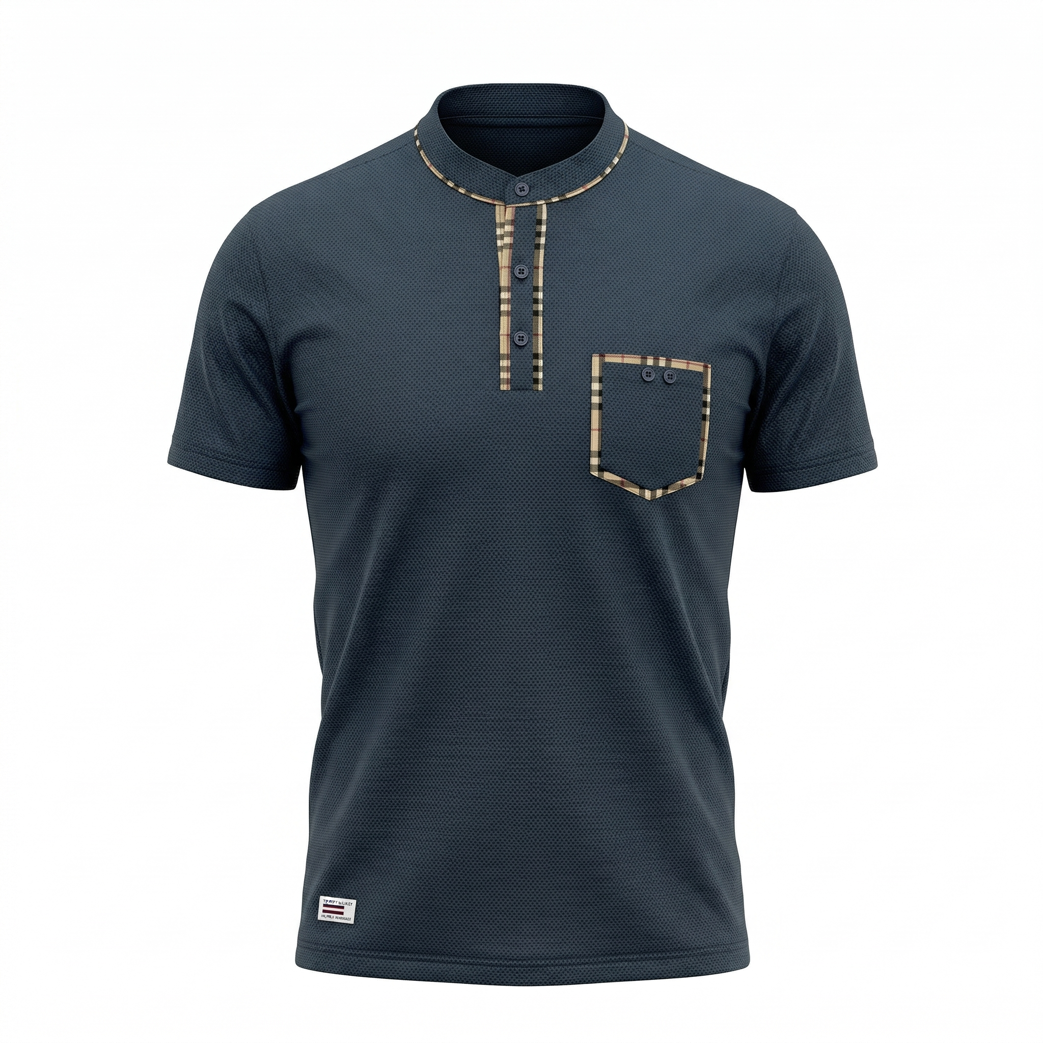 Mandarin Collar Cotton T-Shirt