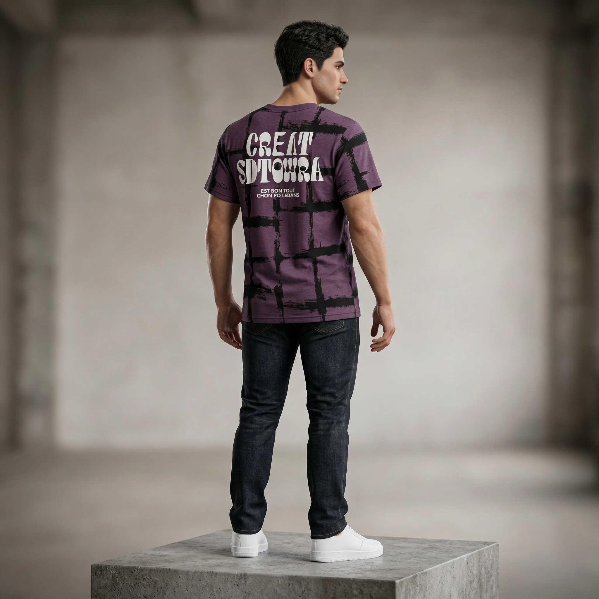 Monochromatic Acid Wash Cotton T-Shirt