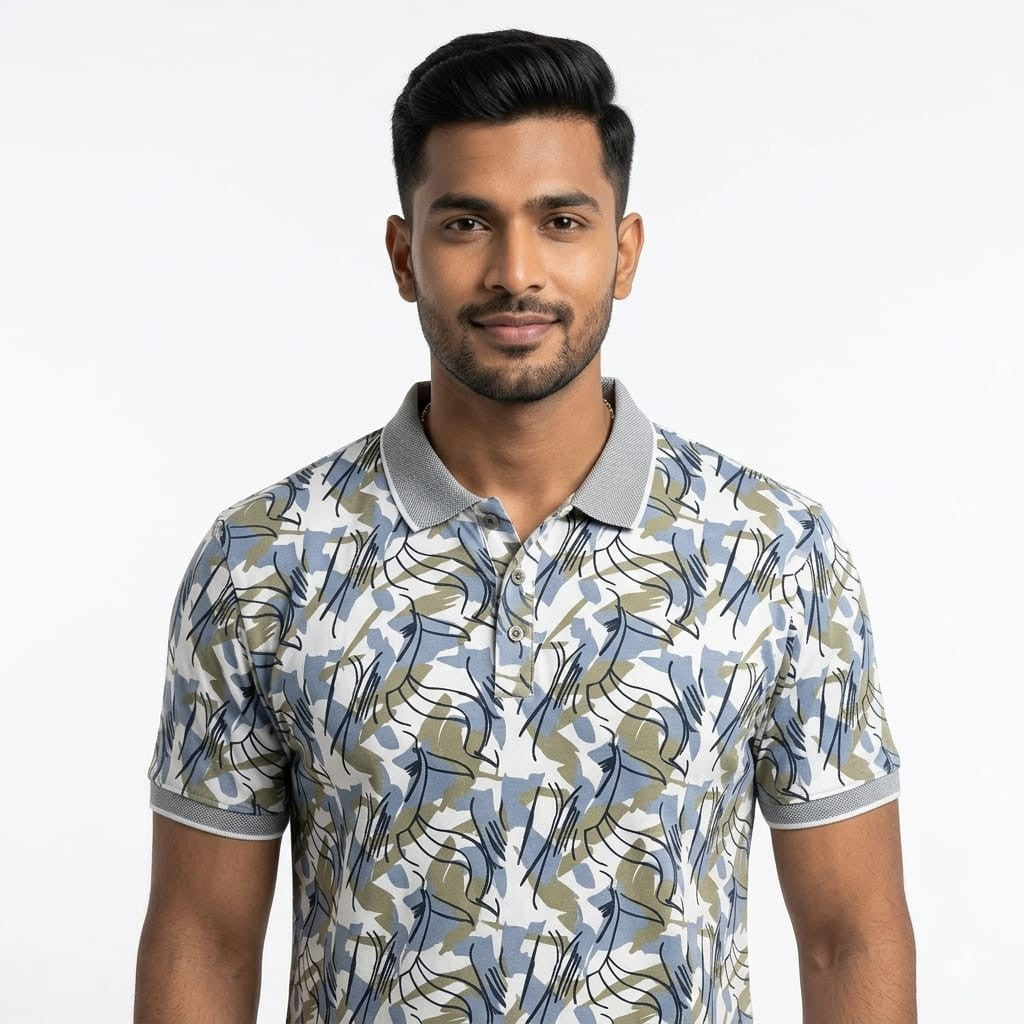 White & Grey Color Blast Cotton T-Shirt