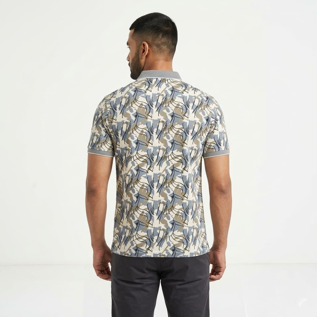 White & Grey Color Blast Cotton T-Shirt